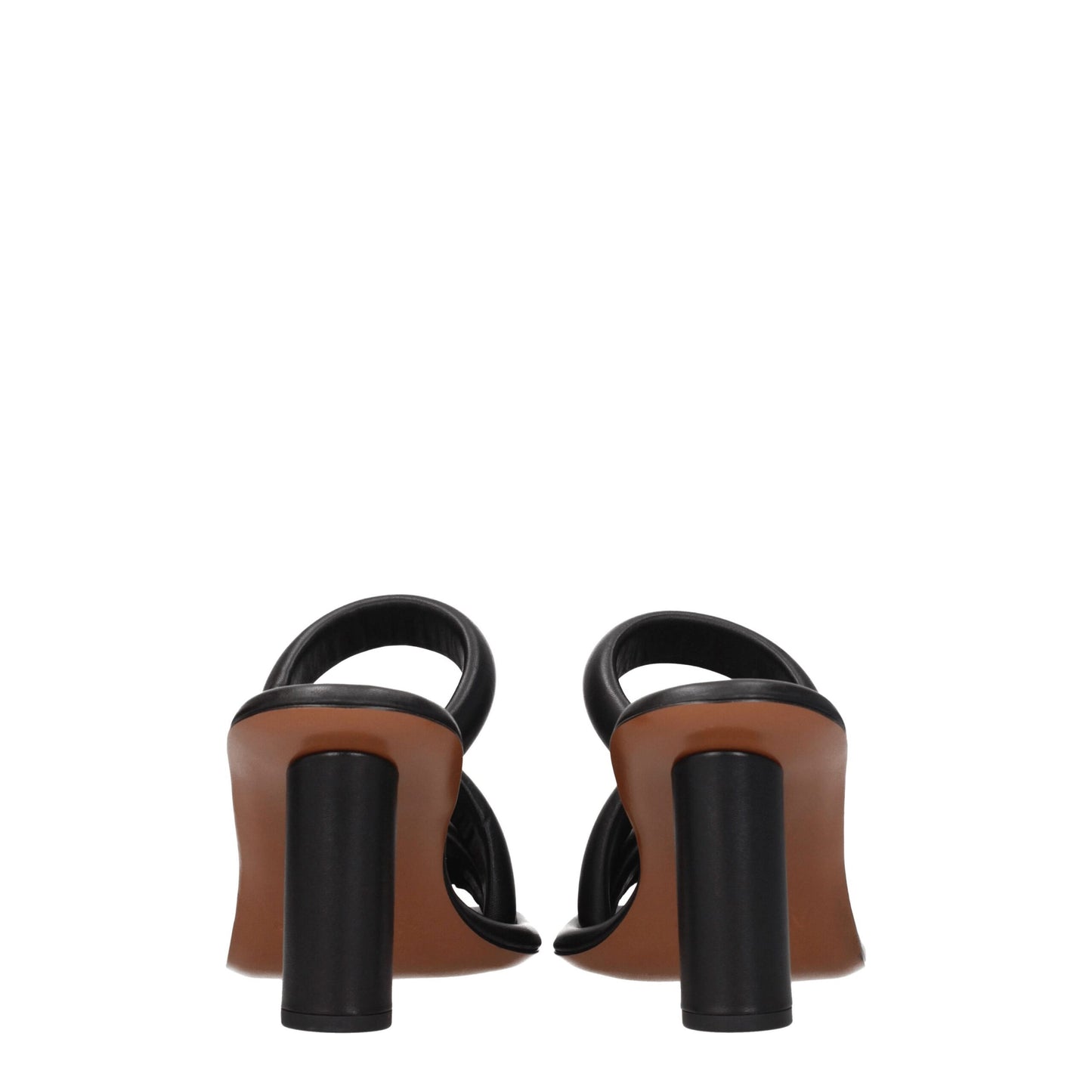 Black Leather Stiletto Heel Sandals