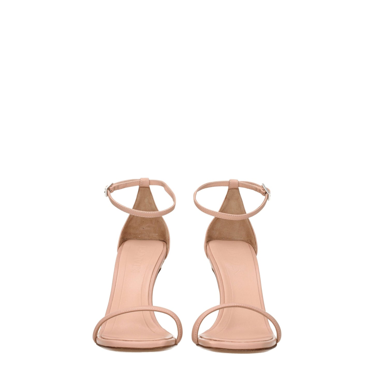 Pink Leather Stiletto Heel Sandals