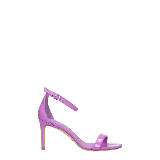 Purple Leather Stiletto Heel Sandals