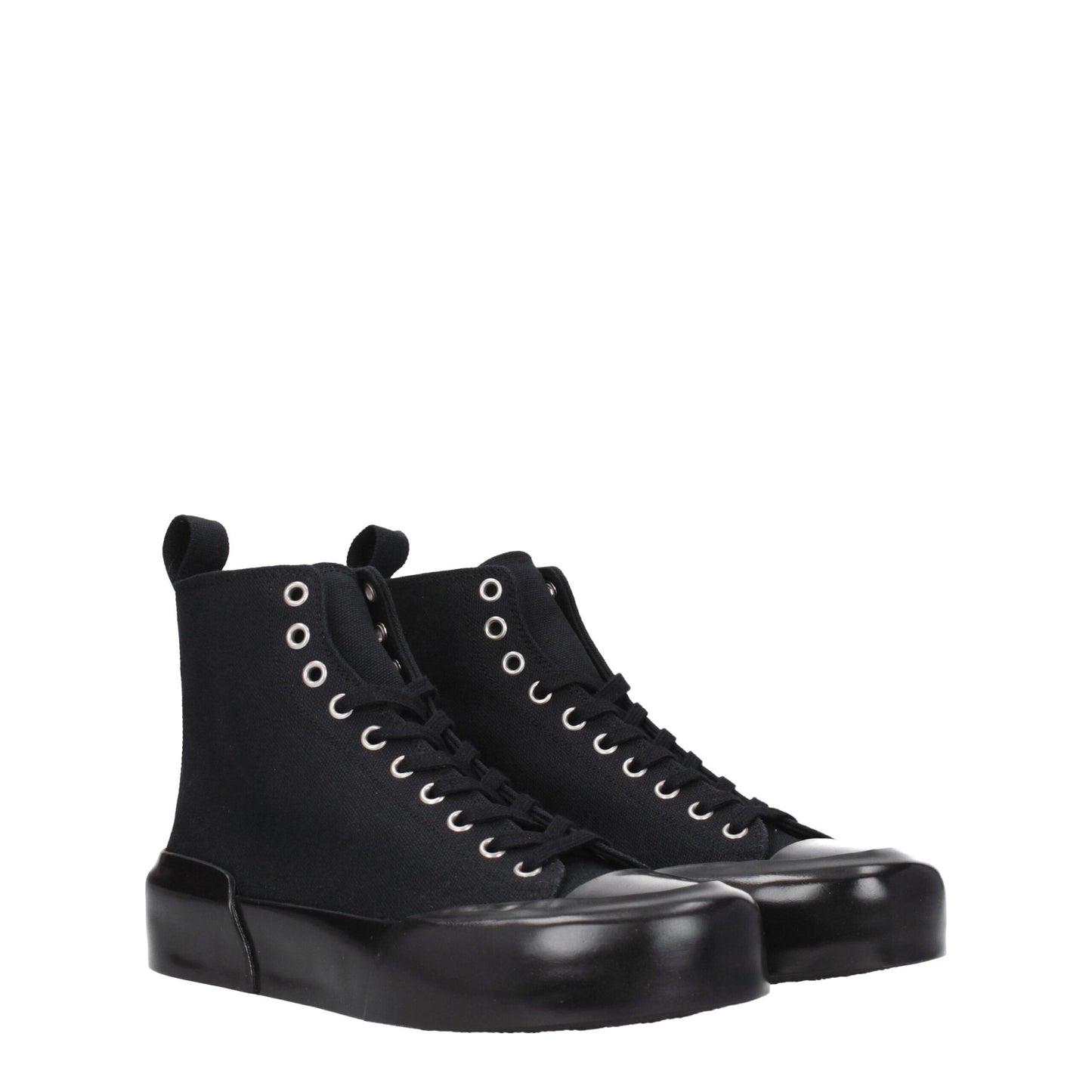 Black Fabric High Top Sneakers