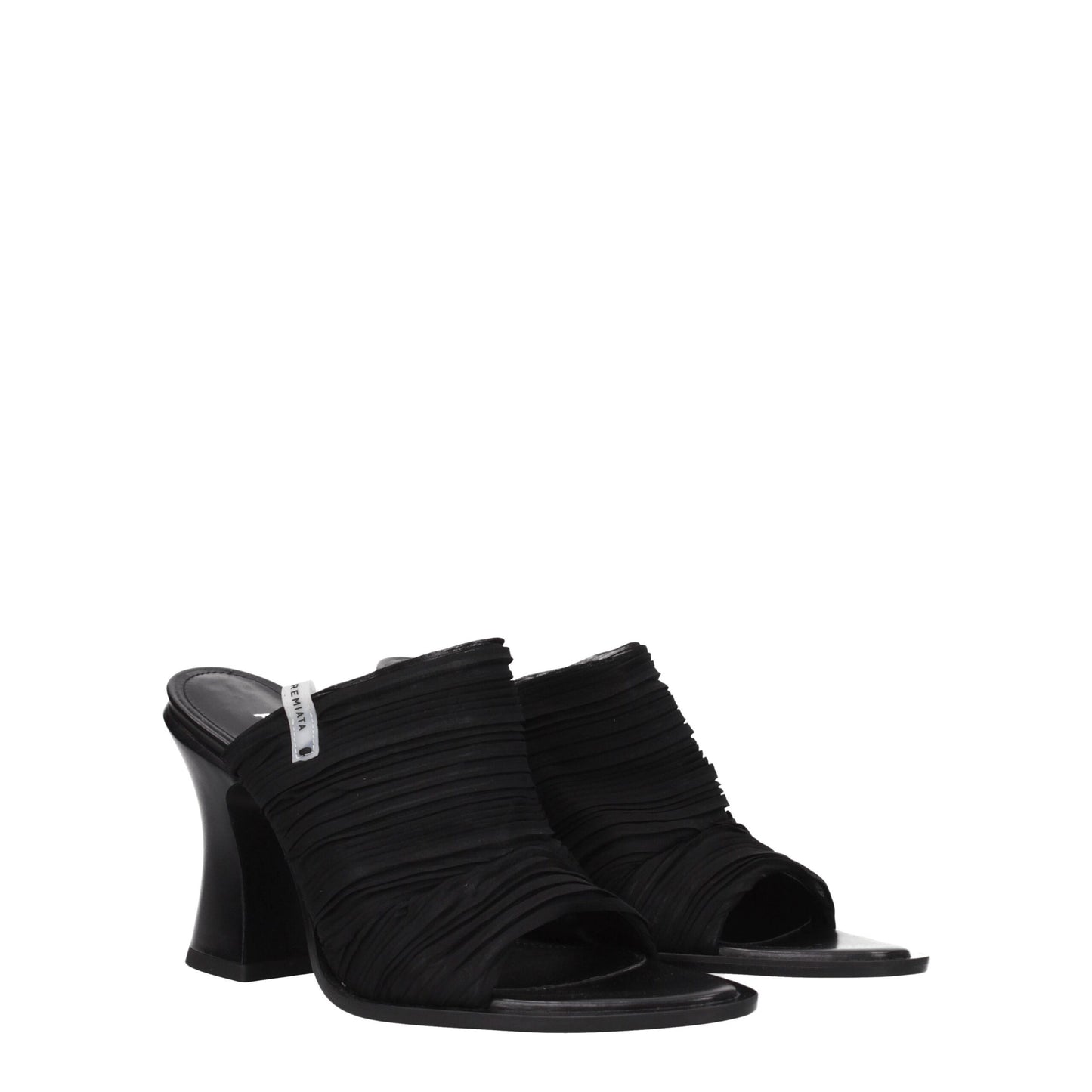 Black Fabric Platform Sandals