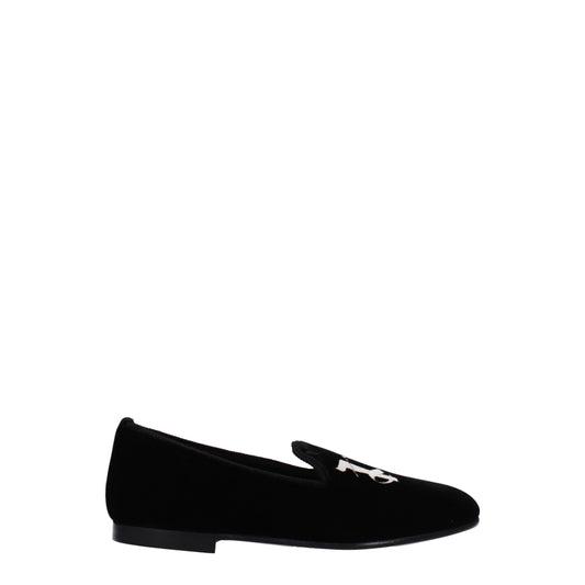 Black Velvet Slip-On Loafers