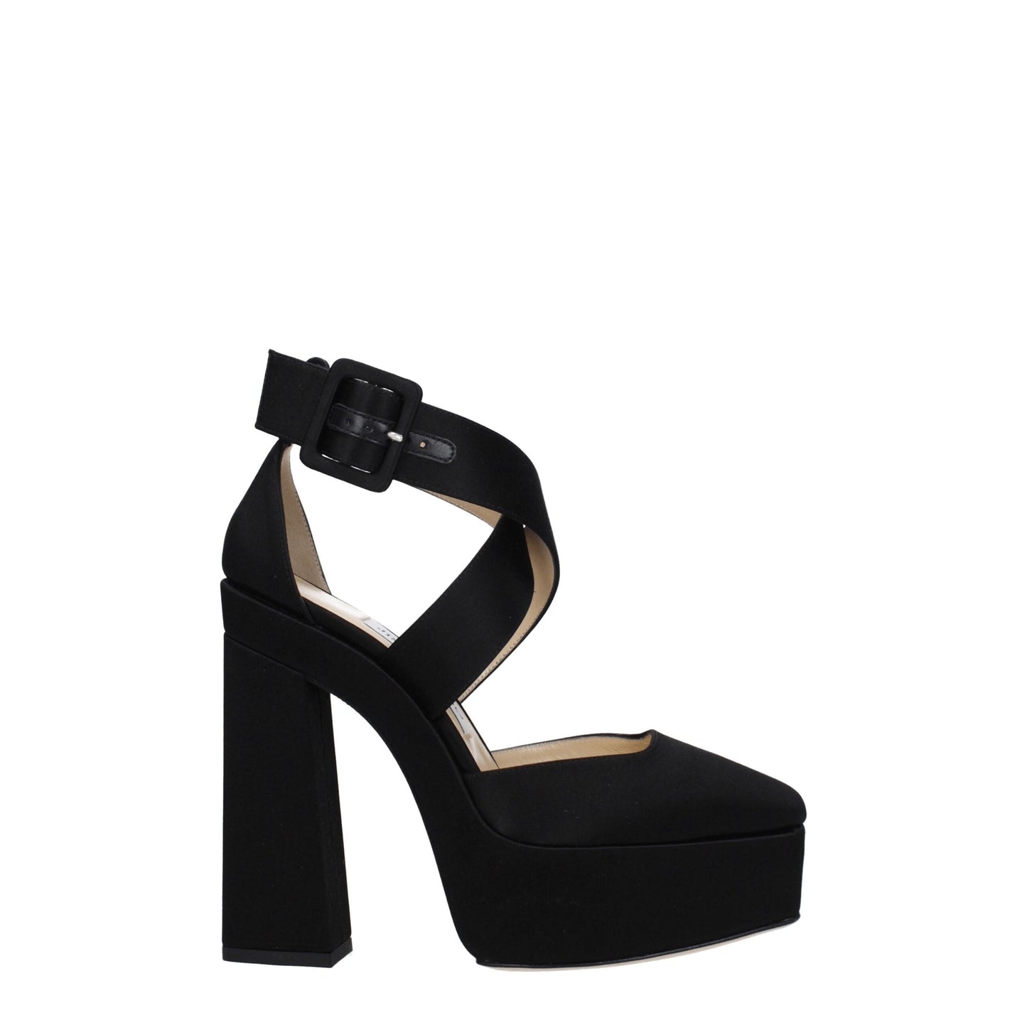 Black Satin Platform Sandals