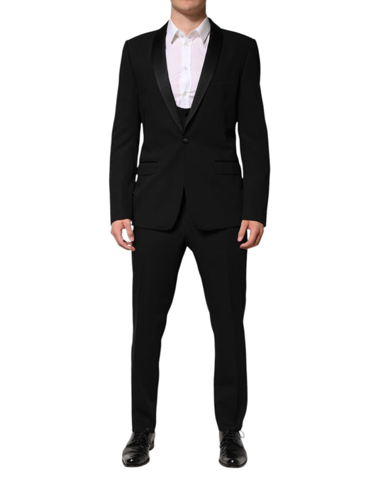 Black Wool 3 Piece Single Breasted Suit