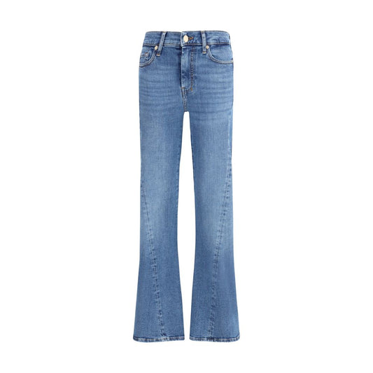 Blue Cotton Flared Jeans
