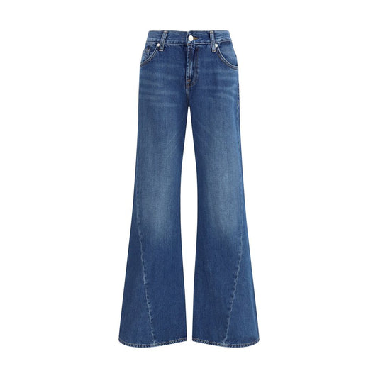 Blue Cotton Flared Jeans