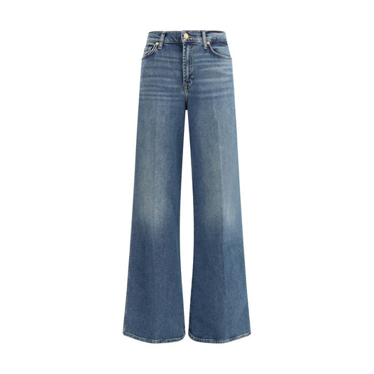 Blue Cotton Flared Jeans
