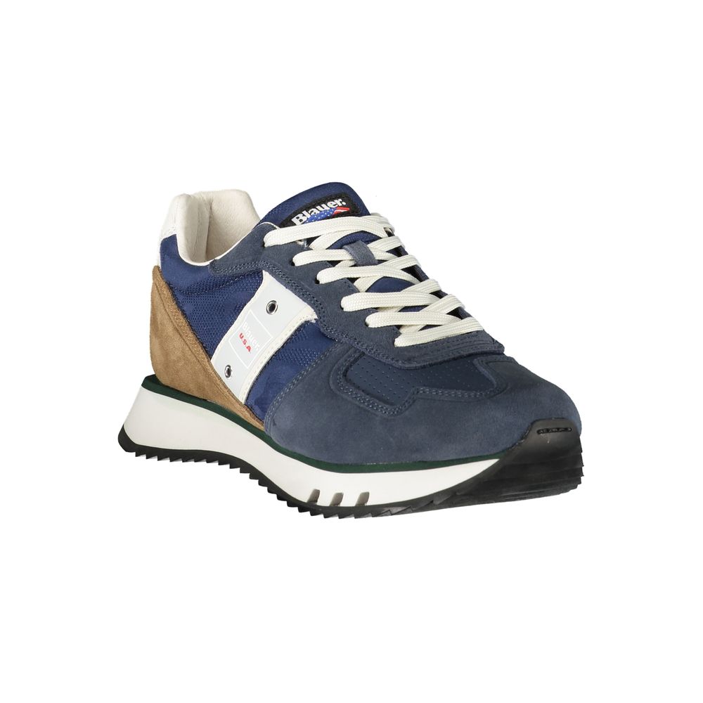 Blue Leather Men Sneaker
