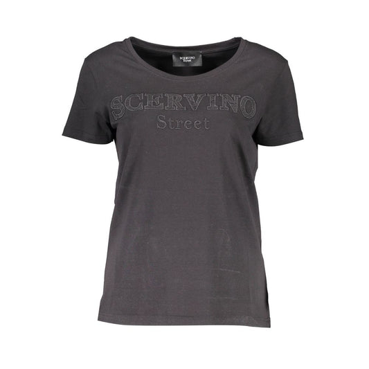 Black Cotton Women T-Shirt