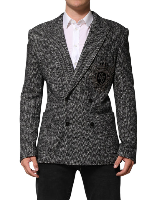 Black White Double Breasted Men Suit Blazer
