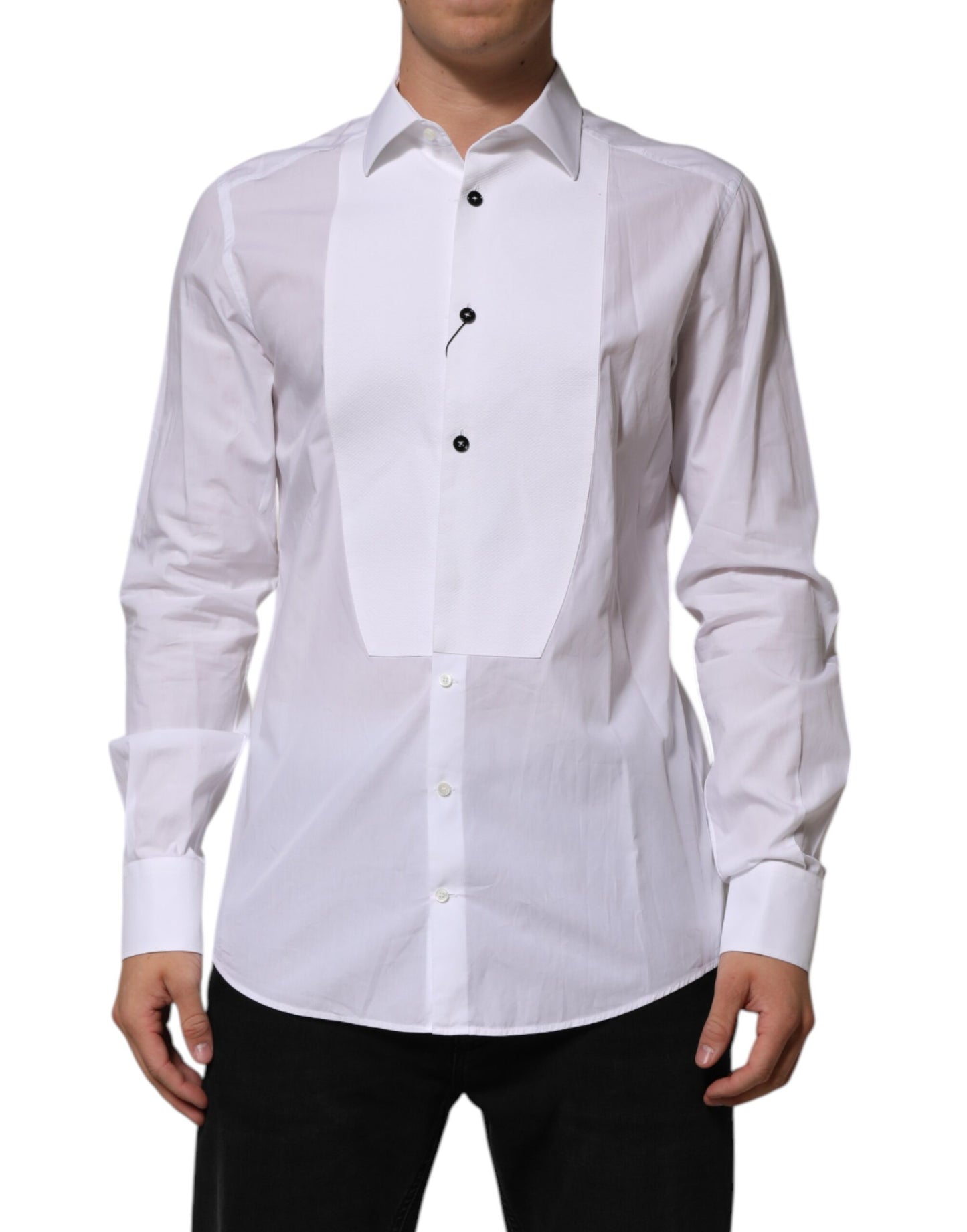 White Bib Cotton Poplin GOLD Men Formal Shirt