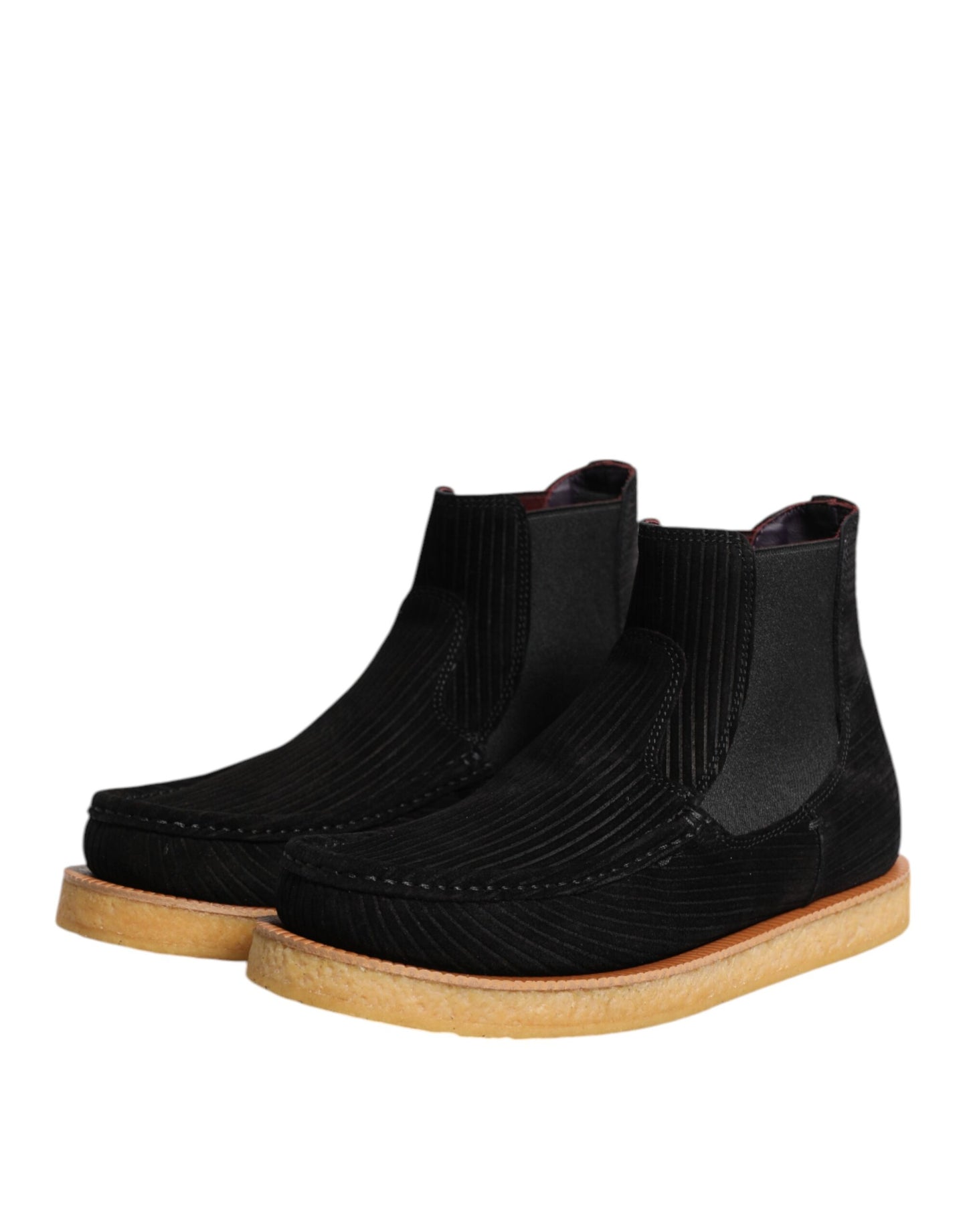 Black Calf Suede Slip On Ankle Boots Shoes