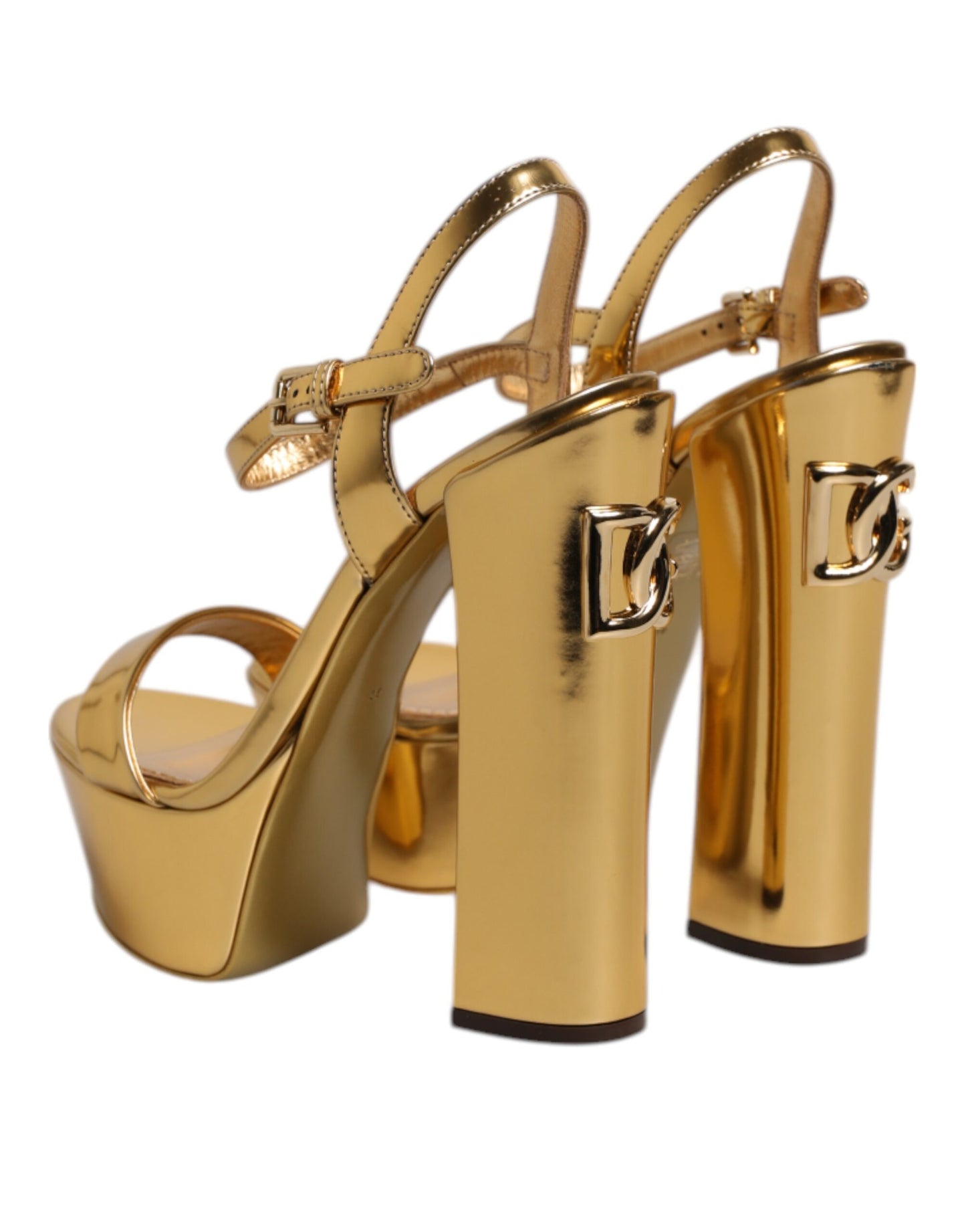 Gold Leather Platform Keira Sandals Shoes