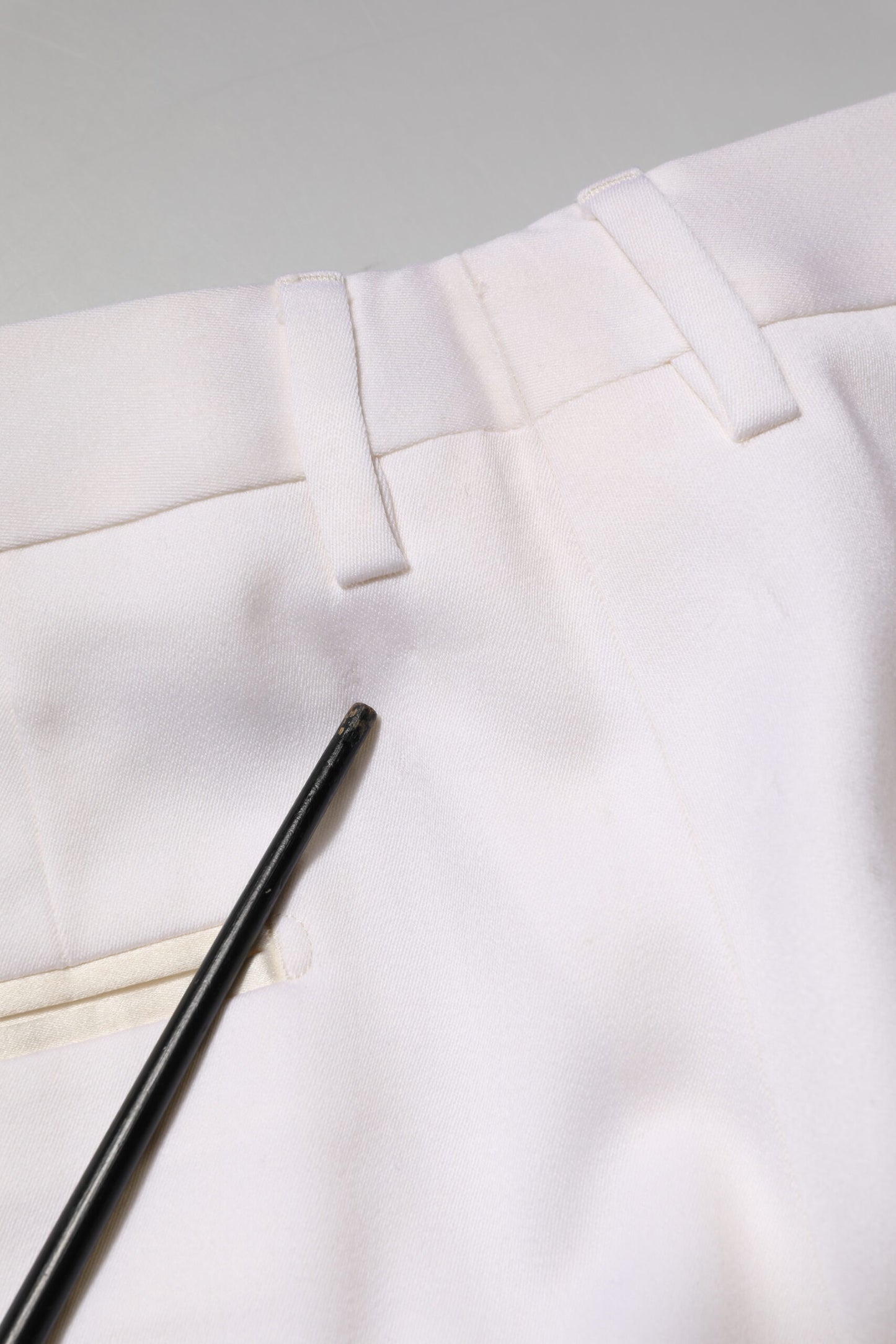 White Polyester Tapered Formal Trouser Pants
