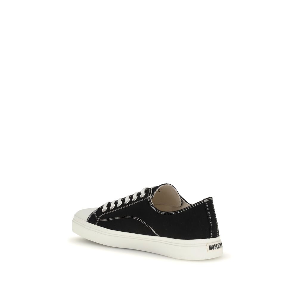 Black Cotton Low Top Sneakers