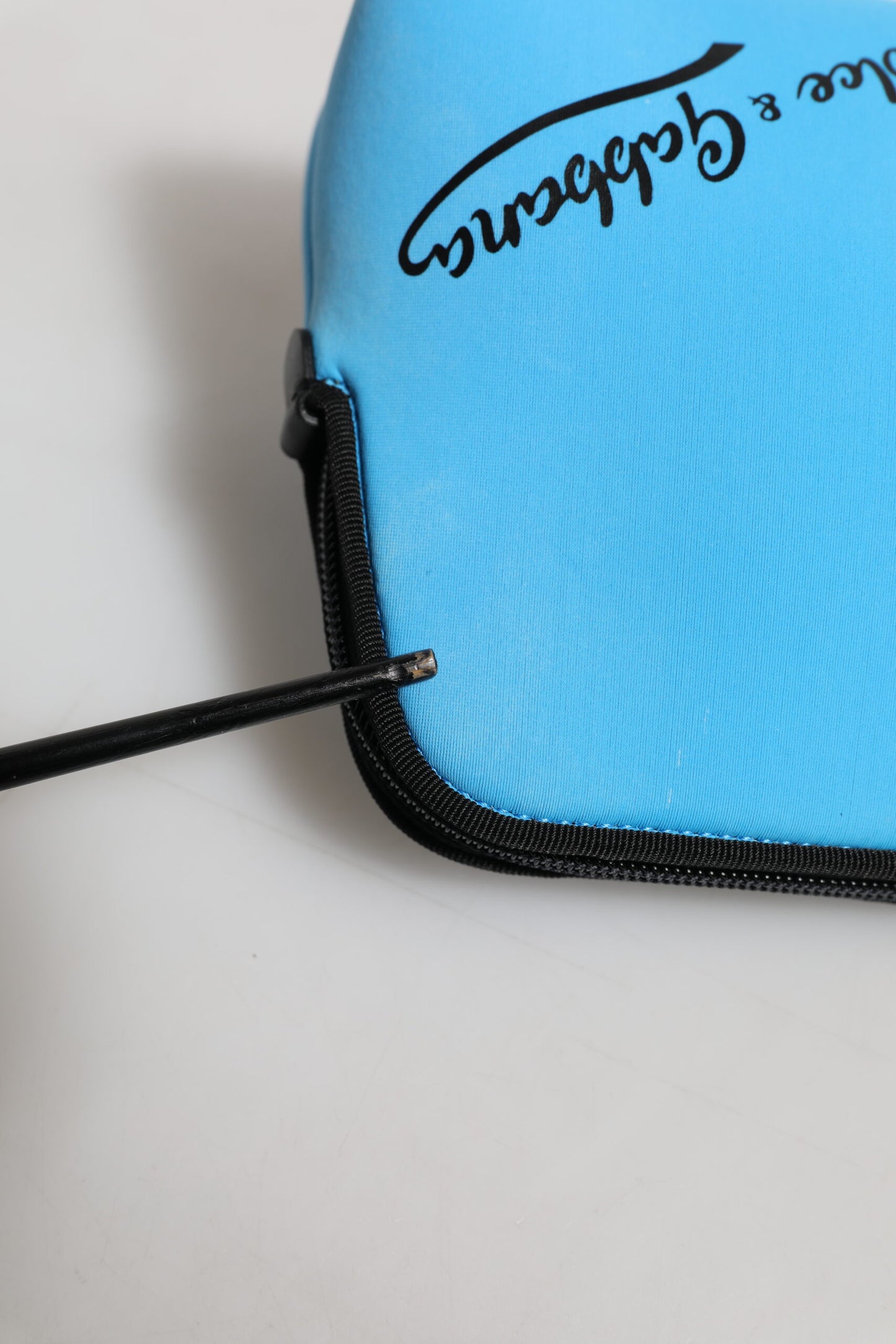 Blue Nylon DG Logo Print Clutch Zip Pouch Bag