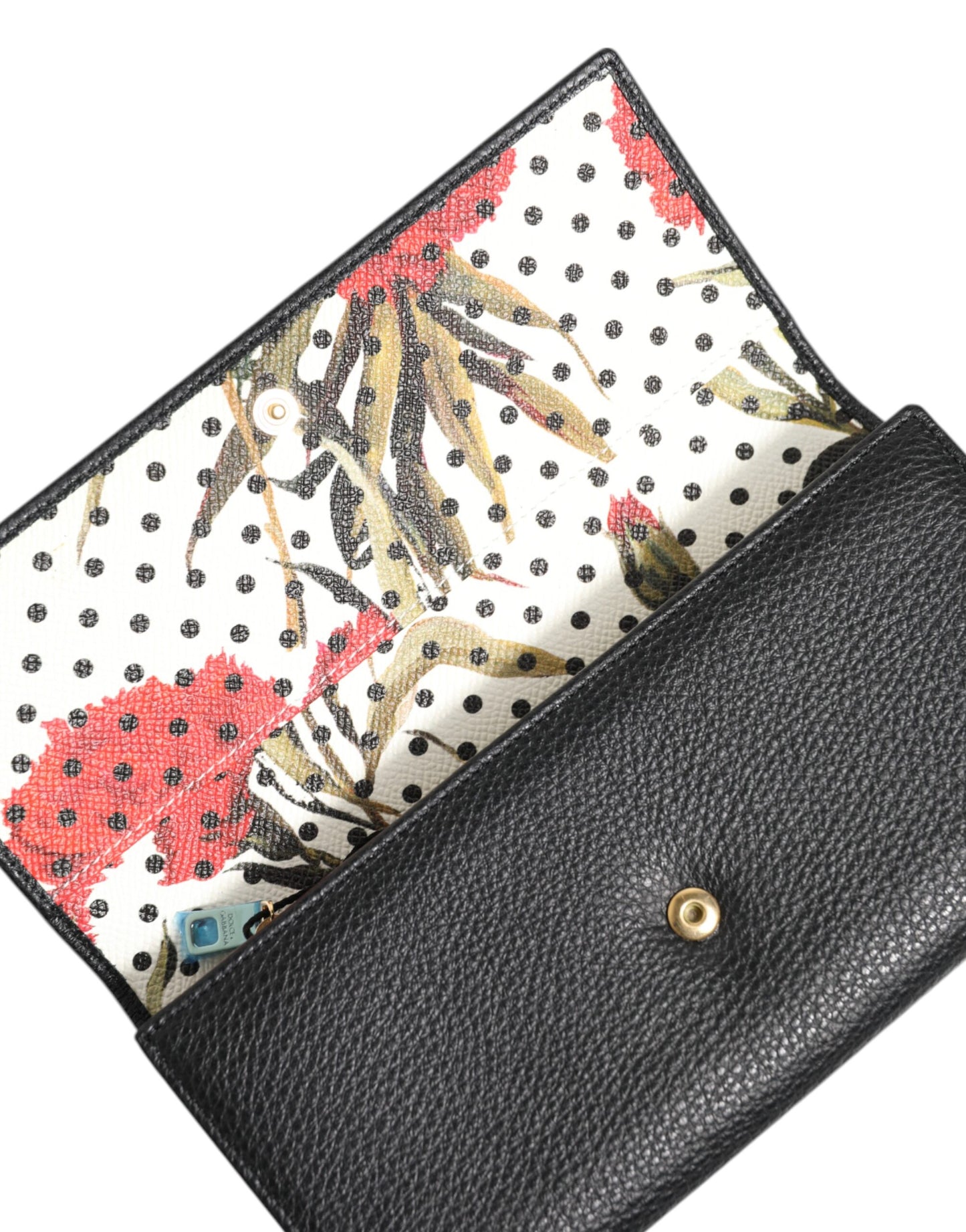 Black Leather Trifold Logo Plaque Card Holder Wallet