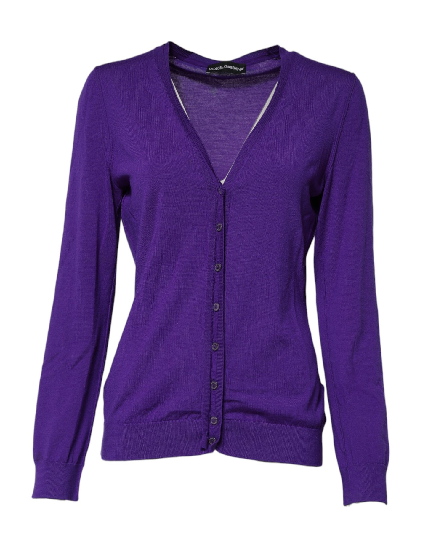 Purple Wool Knit V-neck Cardigan Sweater