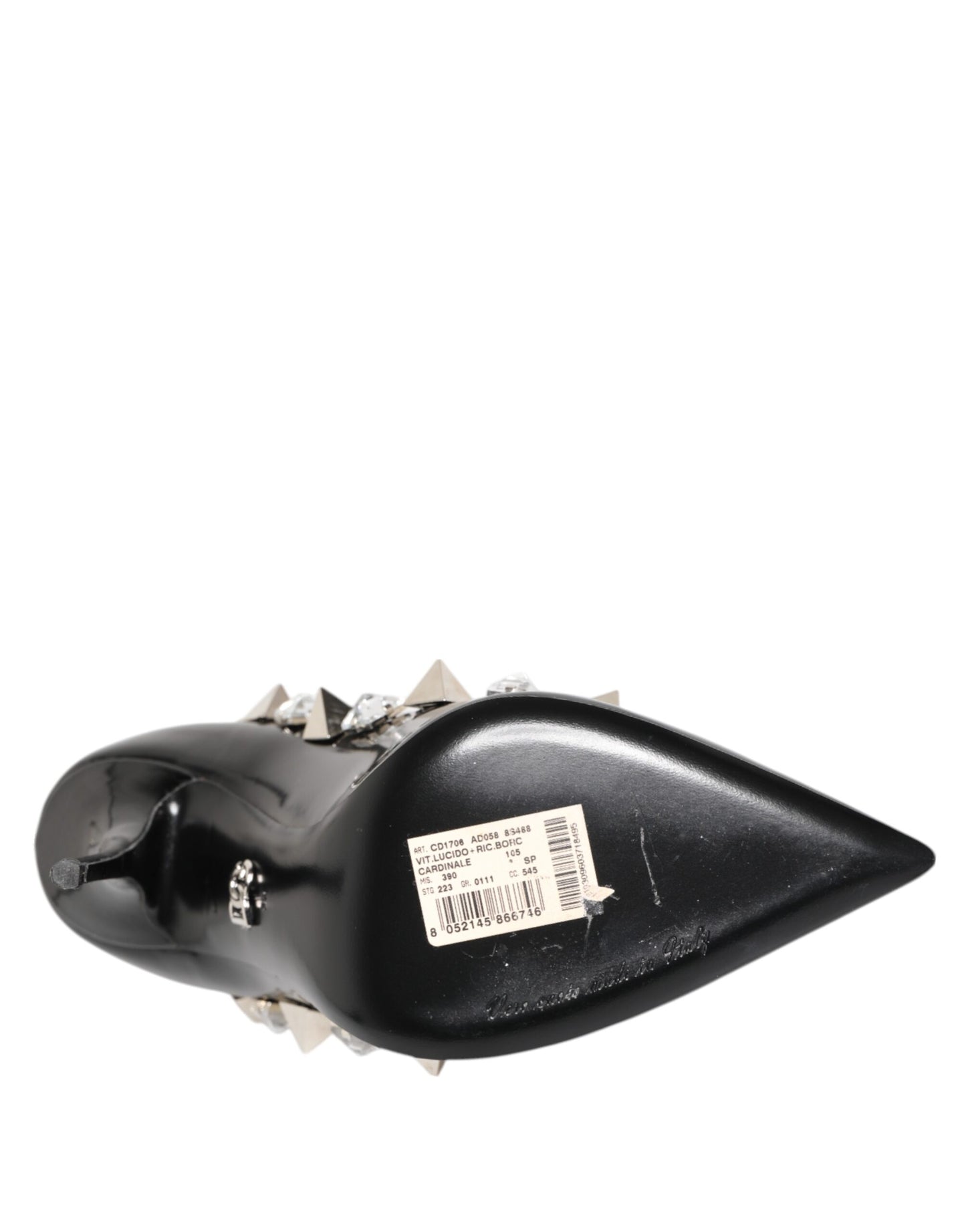 Black Crystals Studs Stiletto Pumps Shoes