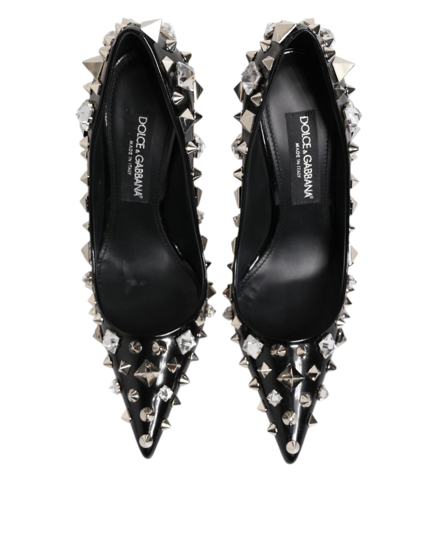Black Crystals Studs Stiletto Pumps Shoes