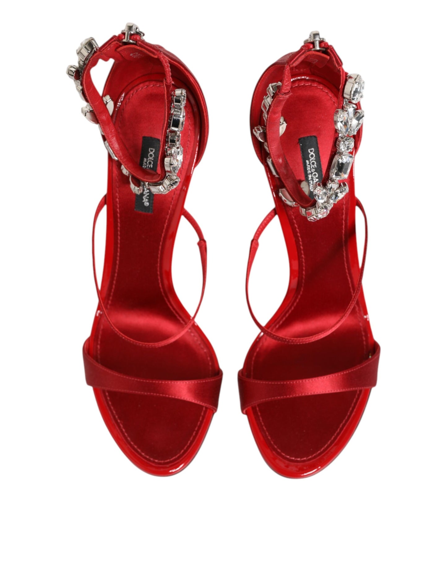 Red Satin Crystals Keira Sandals Heel Shoes