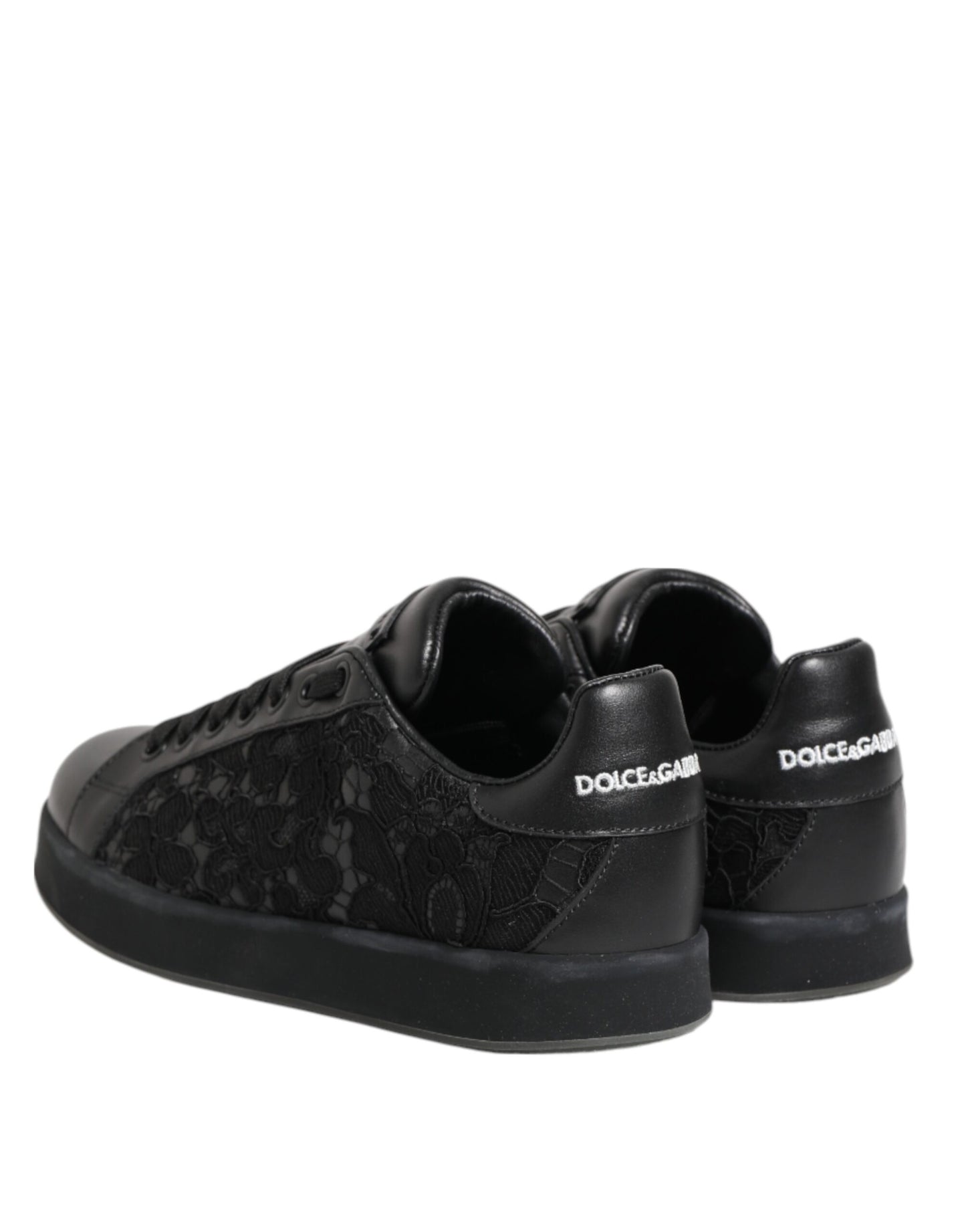 Black Floral Lace Low Top Sneakers Shoes