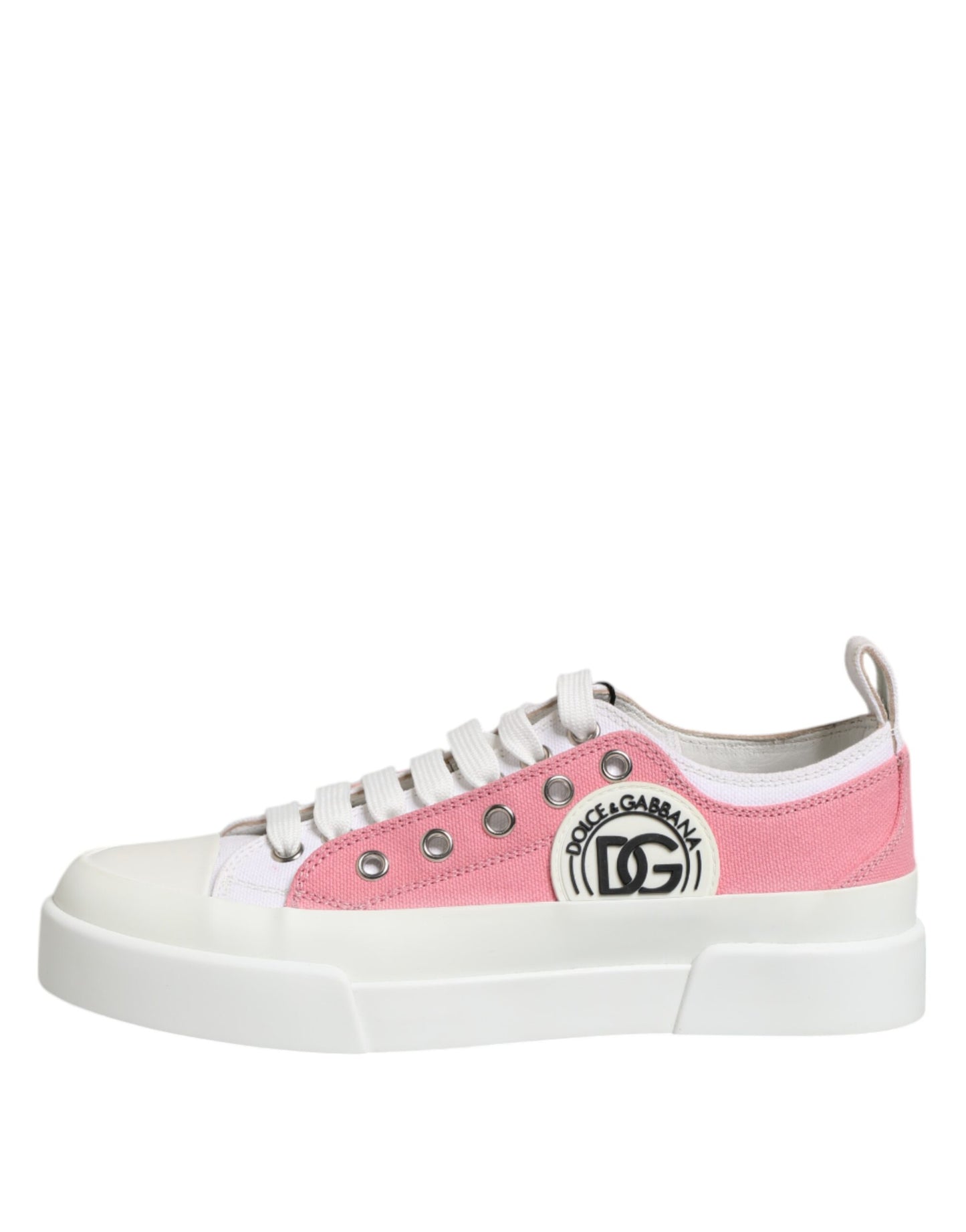 White Pink Canvas Low Top Sneakers Shoes