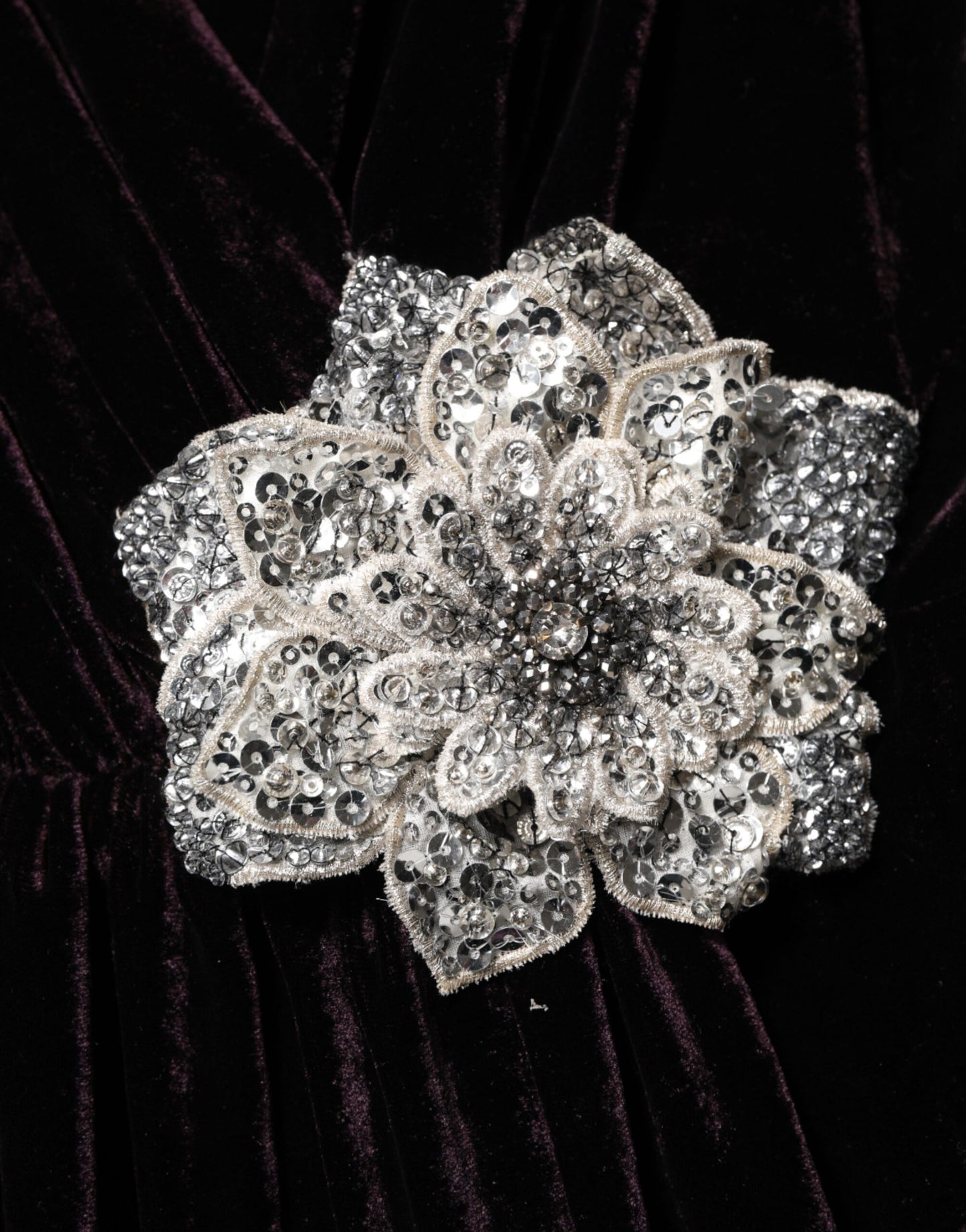 Black Velvet Flower Embellishment Aline Dress