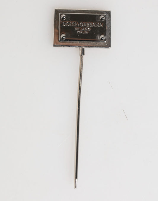 Silver Tone Logo Plaque Lapel Men Accessory Brooch Pin