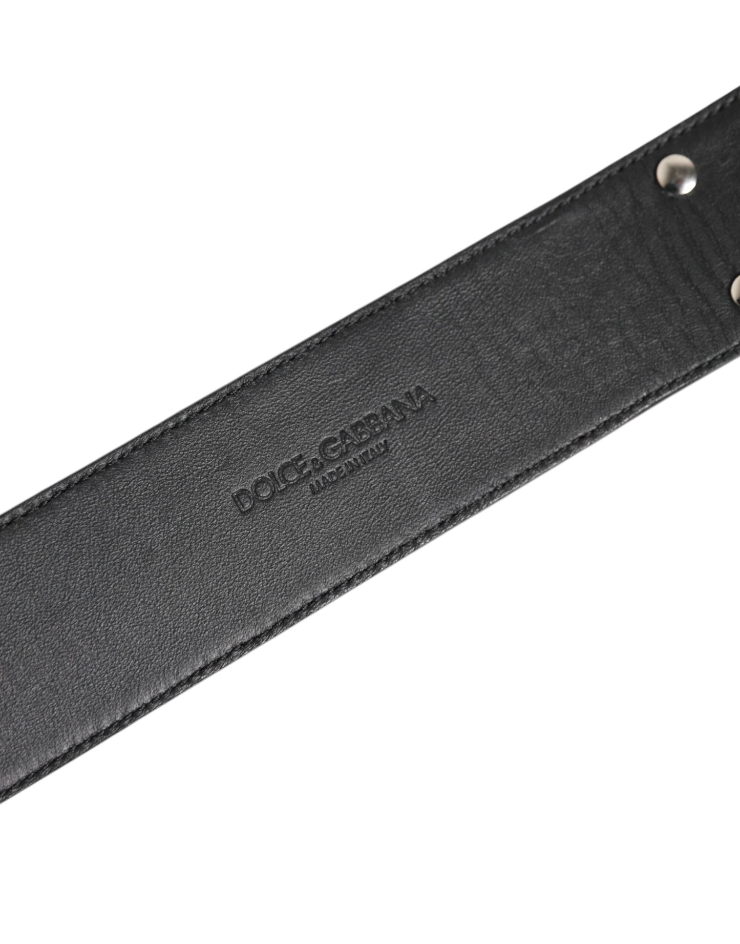 Silver Textured Leather Gold Tone Metal Neckband