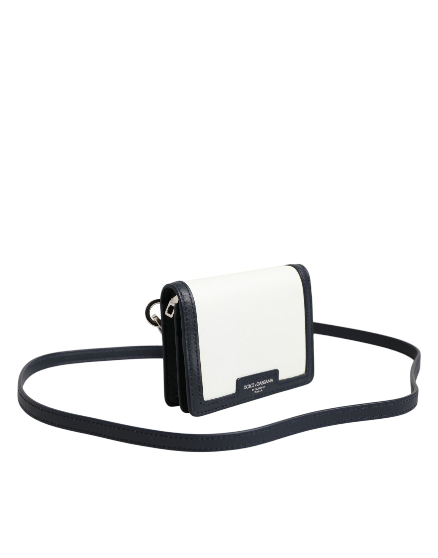 Beige Black Leather Card Holder Crossbody Men Borse Bag