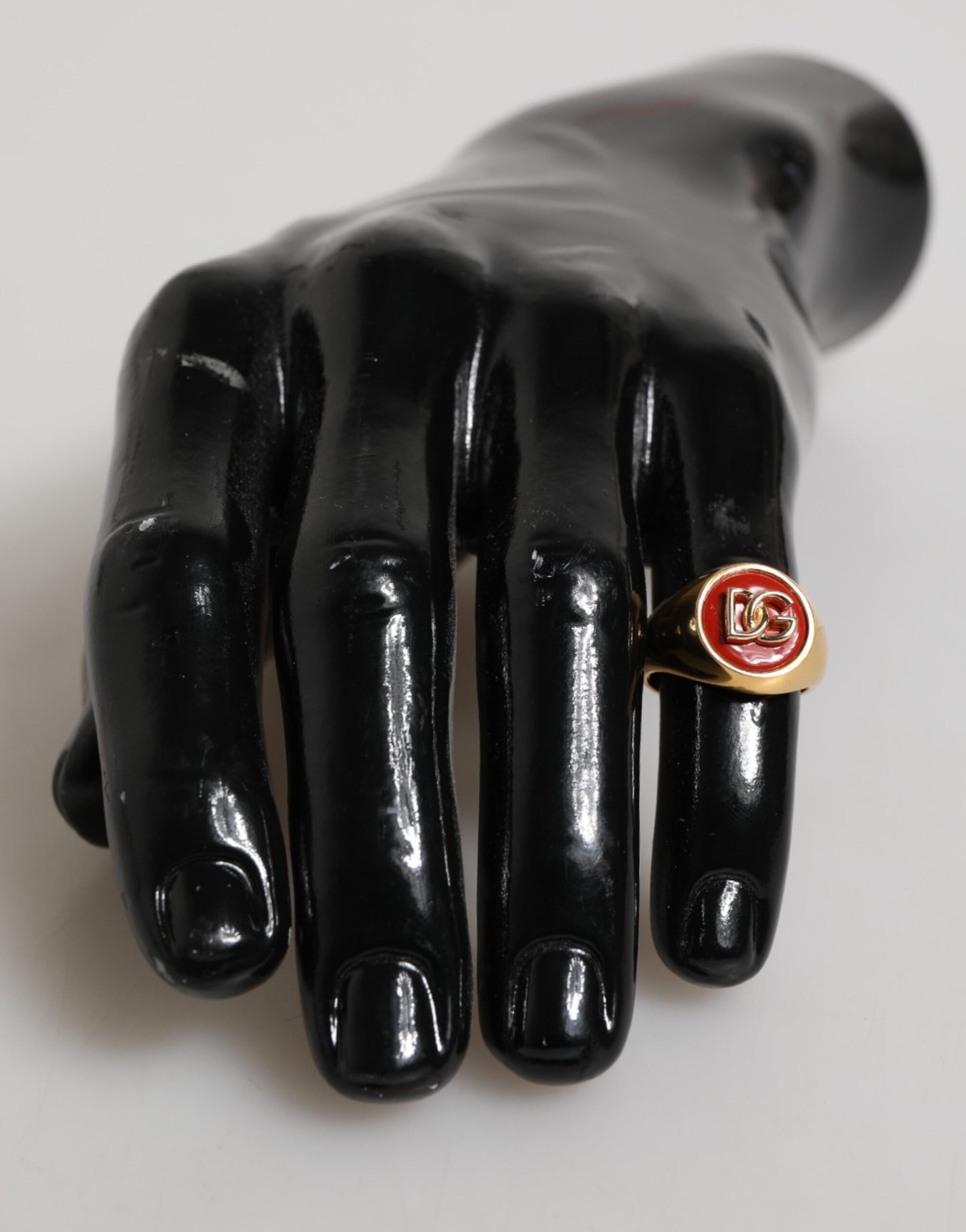 Gold Tone Real Brass Red DG Logo Men Ring