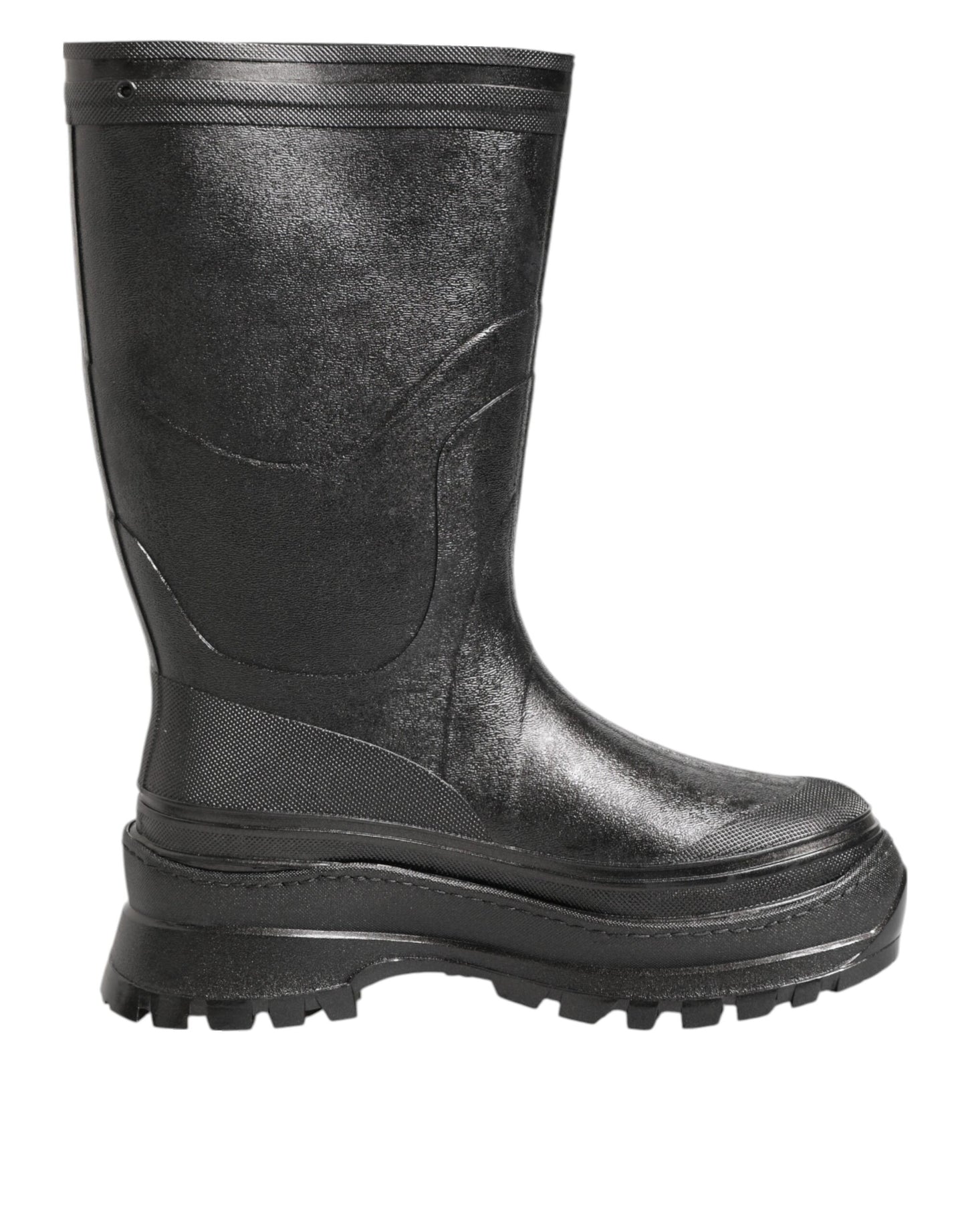 Metallic Black Pull On Rain Boots Men Shoes