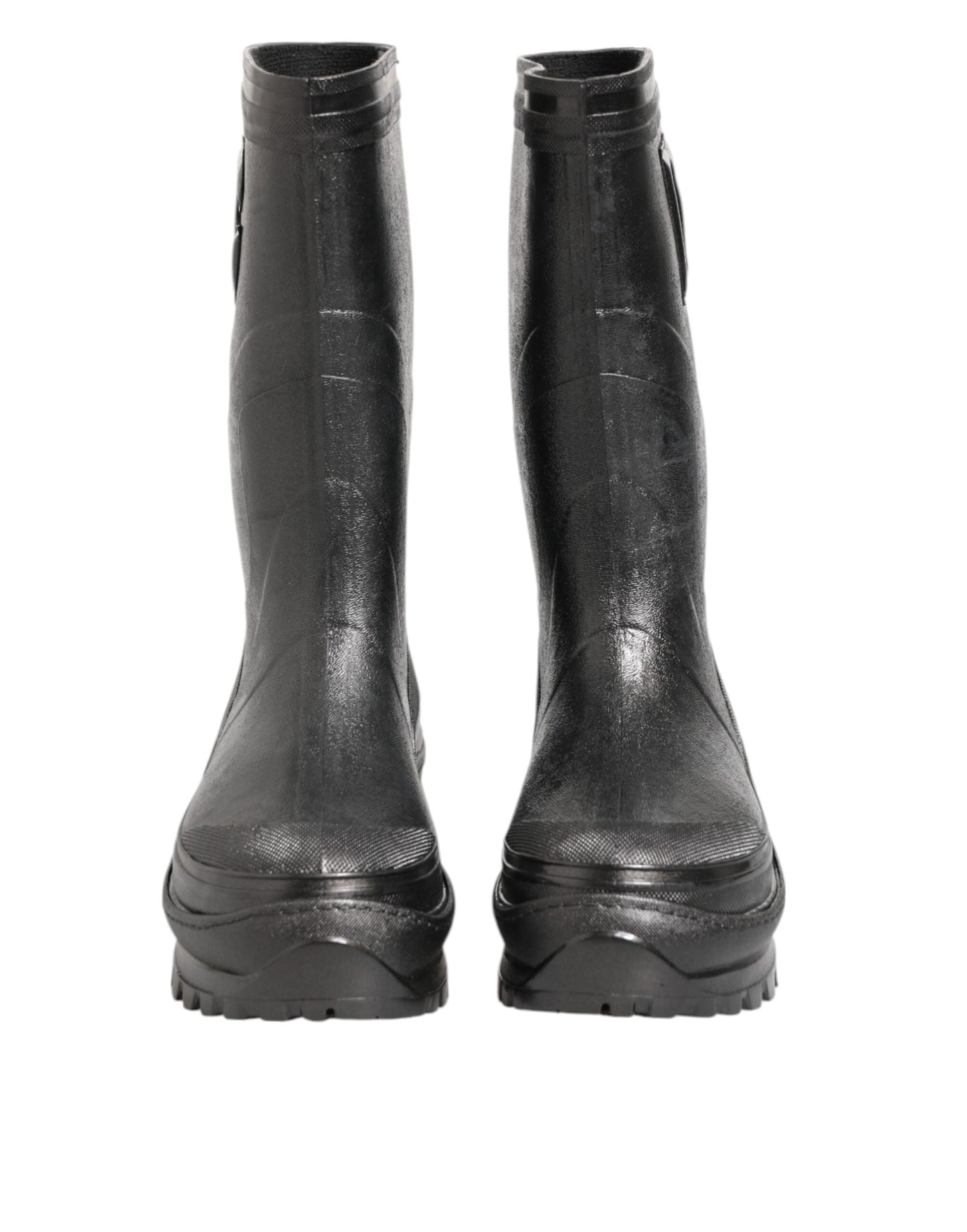 Metallic Black Pull On Rain Boots Men Shoes
