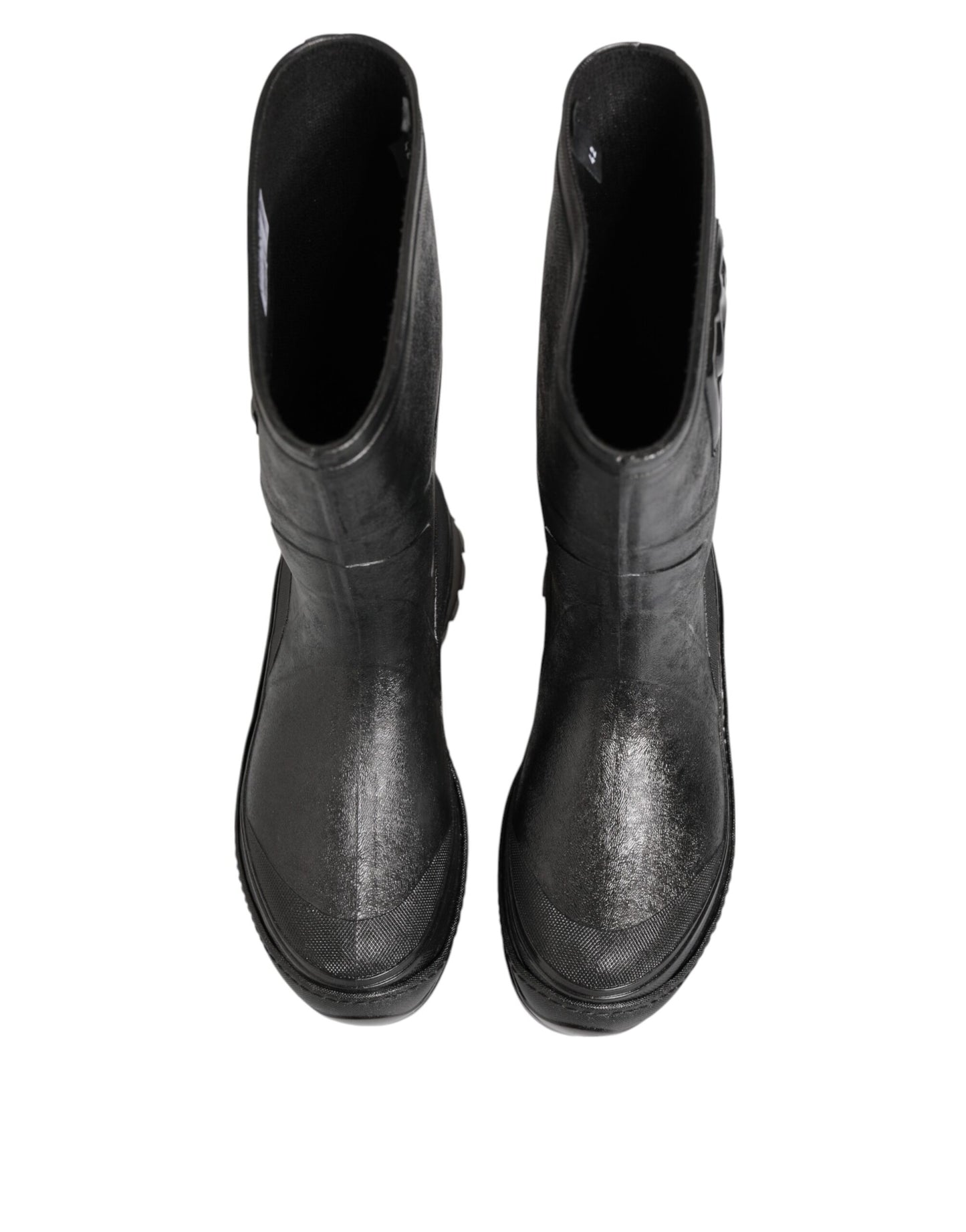 Metallic Black Pull On Rain Boots Men Shoes