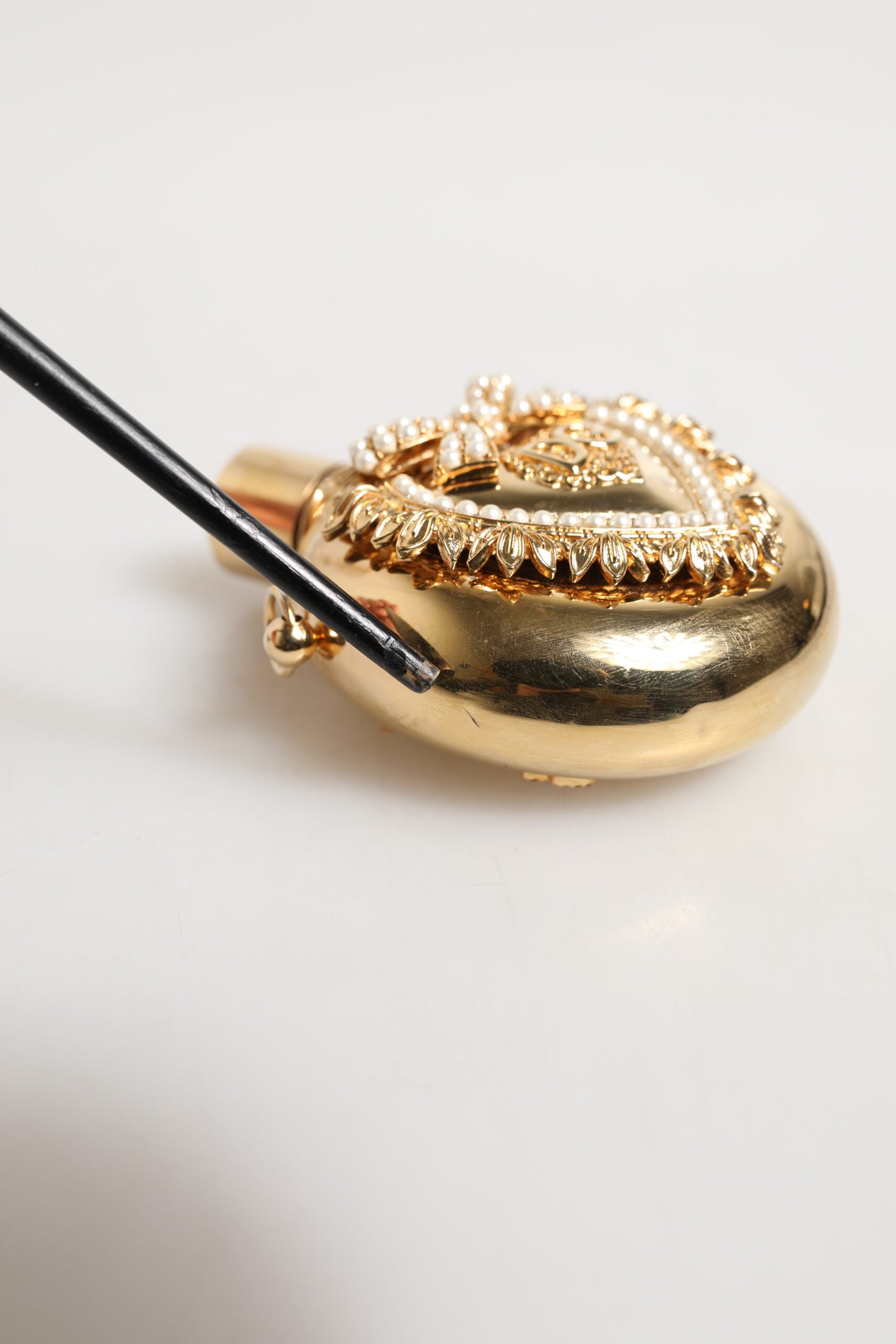 Gold Brass Rhinestone Devotion Charm Pendant Necklace