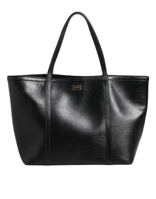 Black Leather Miss Escape Shopping Tote Women Borse Bag