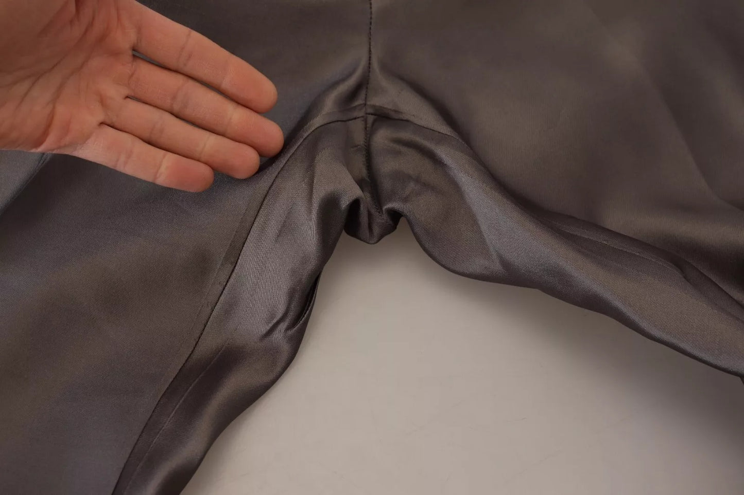 Gray Silk Metallic Men Dress Trouser Pants