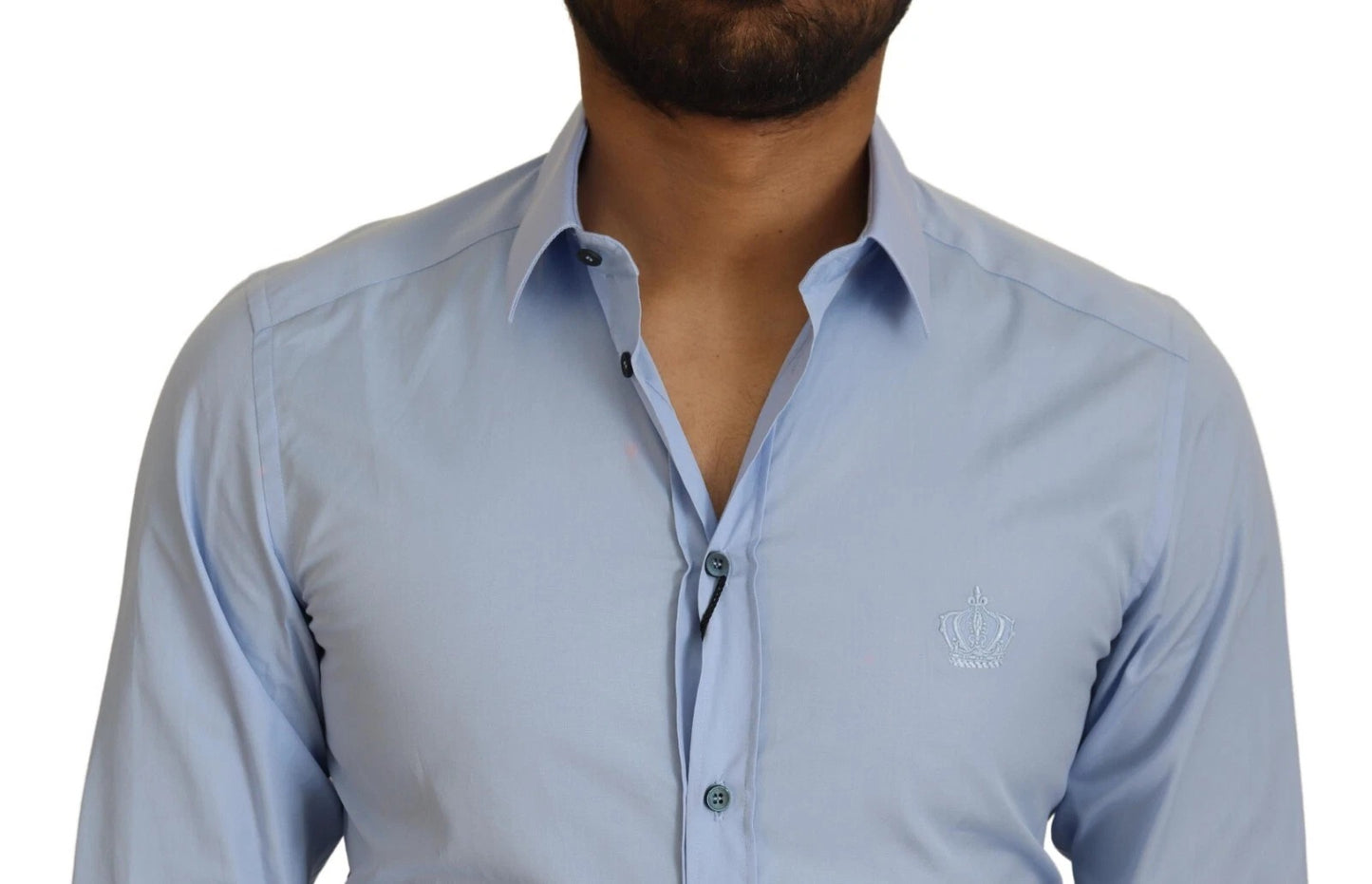 Light Blue Cotton Slim Fit Dress Shirt