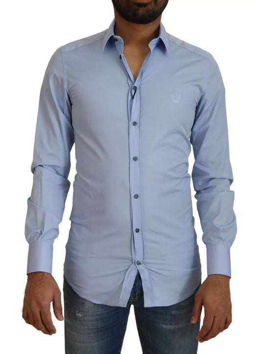 Light Blue Cotton Slim Fit Dress Shirt