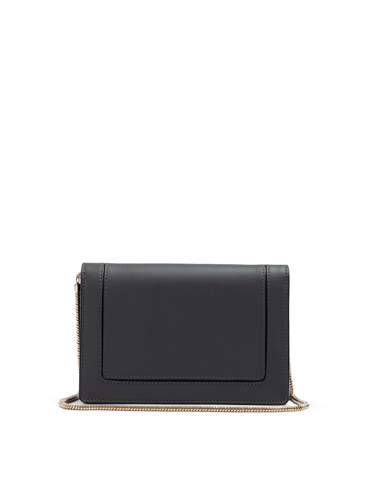 Dark Grey Leather Clutch Bag