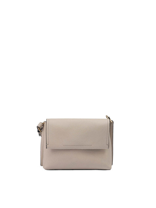 Beige Grained Leather Crossbody Bag