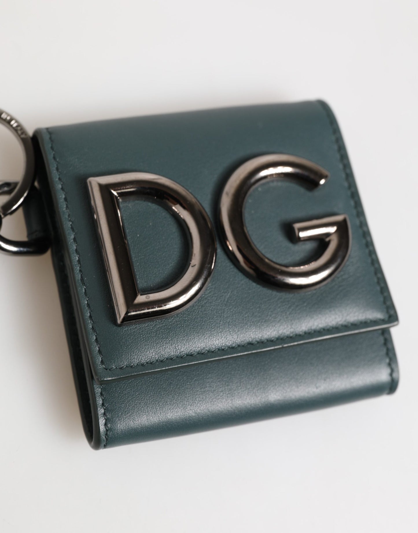 Dark Green Leather DG Logo Coin Purse Bag Charm Wallet