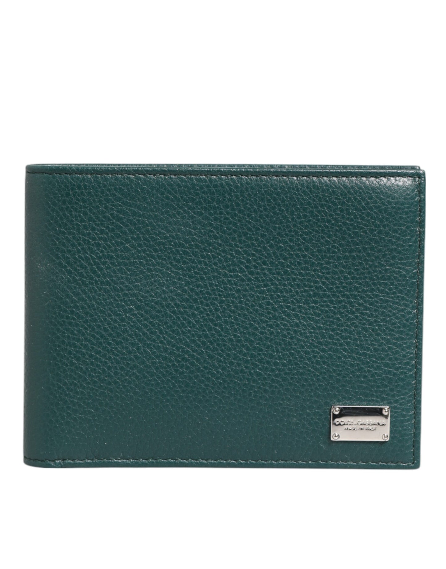 Green Leather DG Logo Engrave Bifold Card Holder Wallet