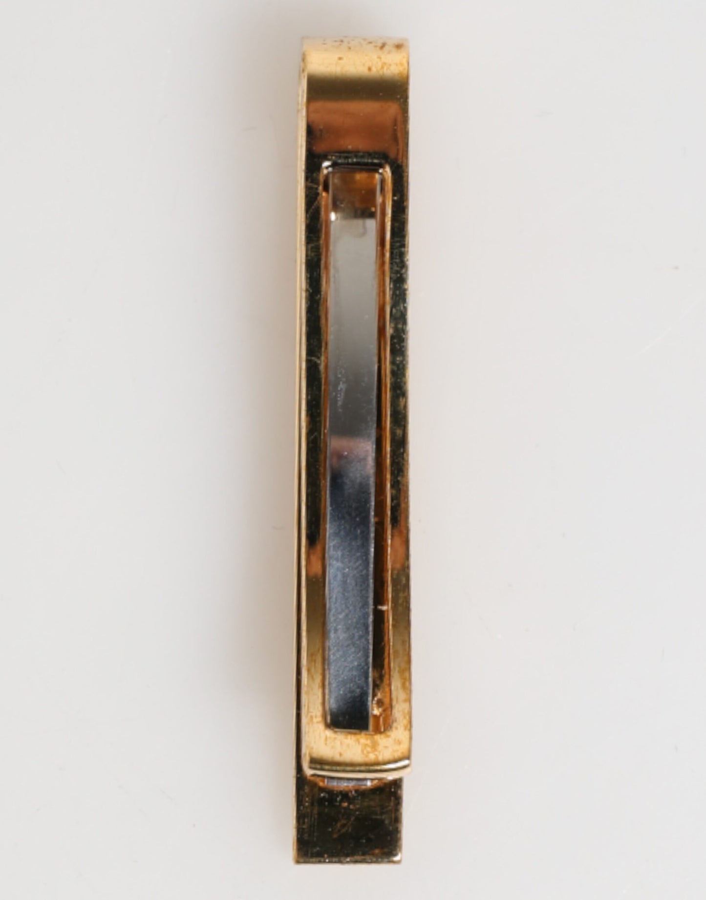 Gold Tone Brass Logo Branded Men Accessory Tie Clip Bar