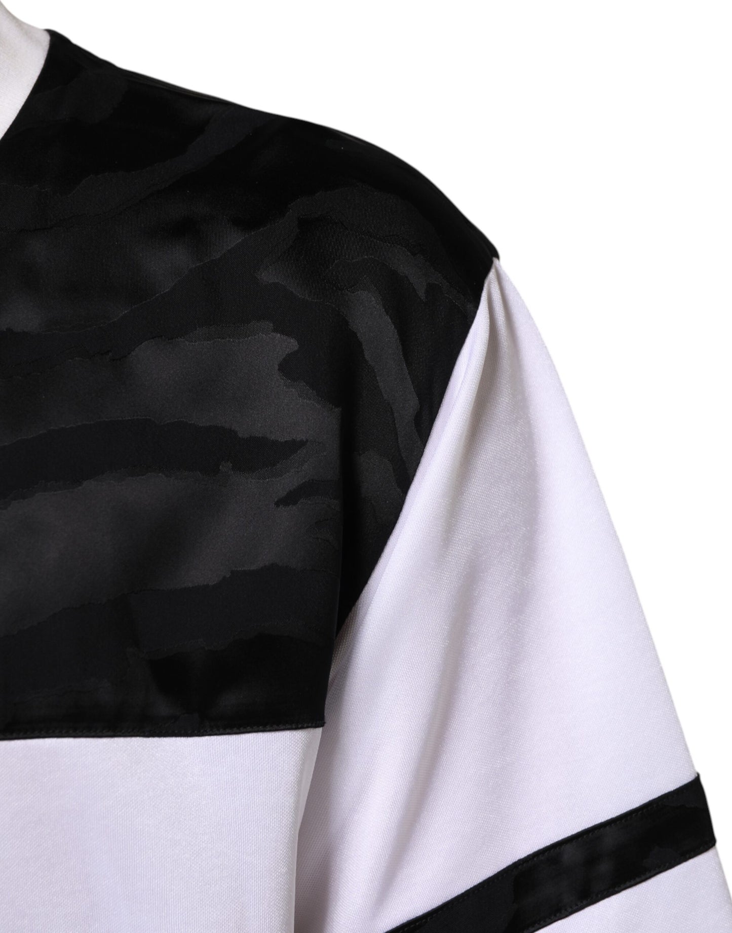 White Black Polyester DG Logo Mesh Jersey T-shirt