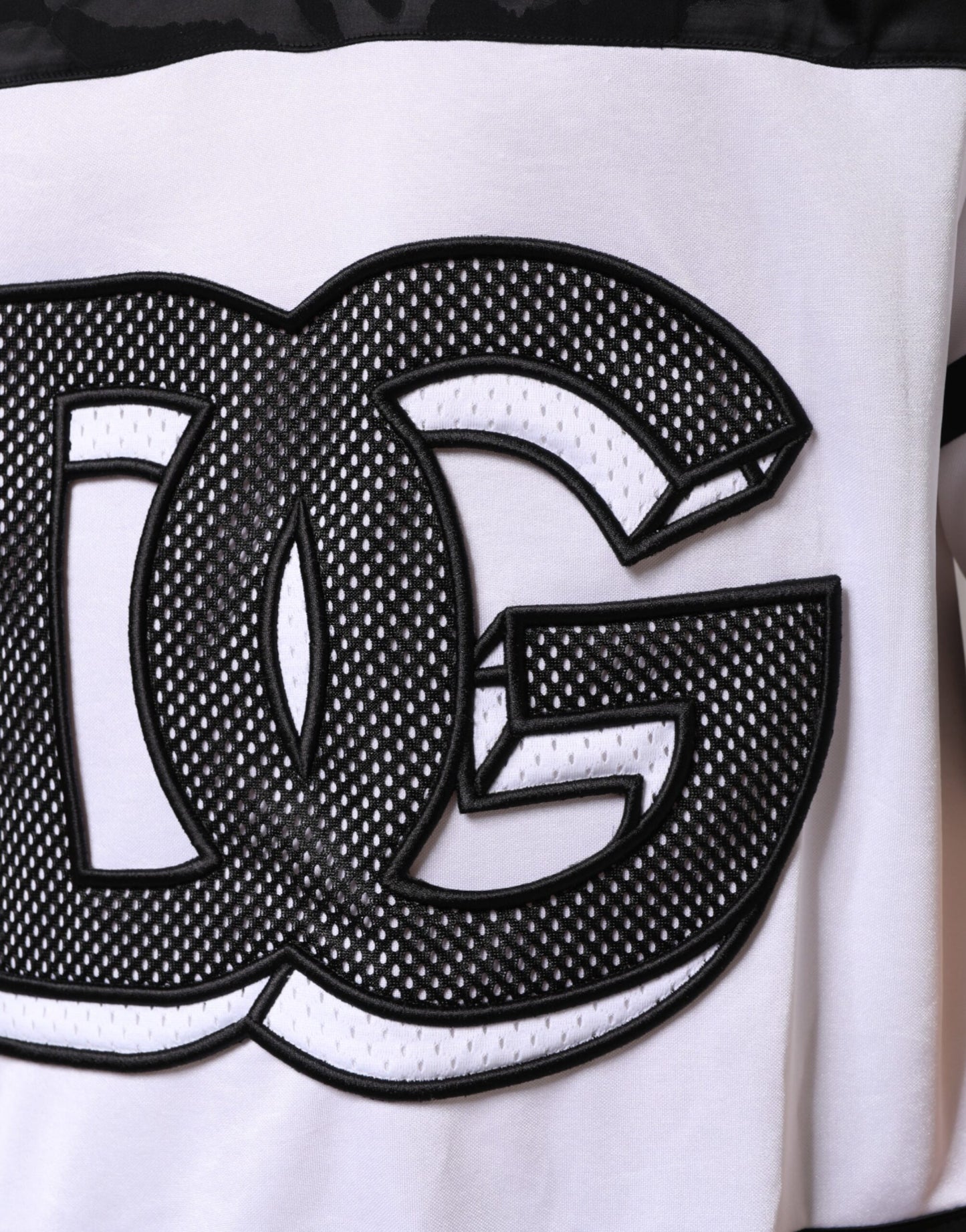 White Black Polyester DG Logo Mesh Jersey T-shirt