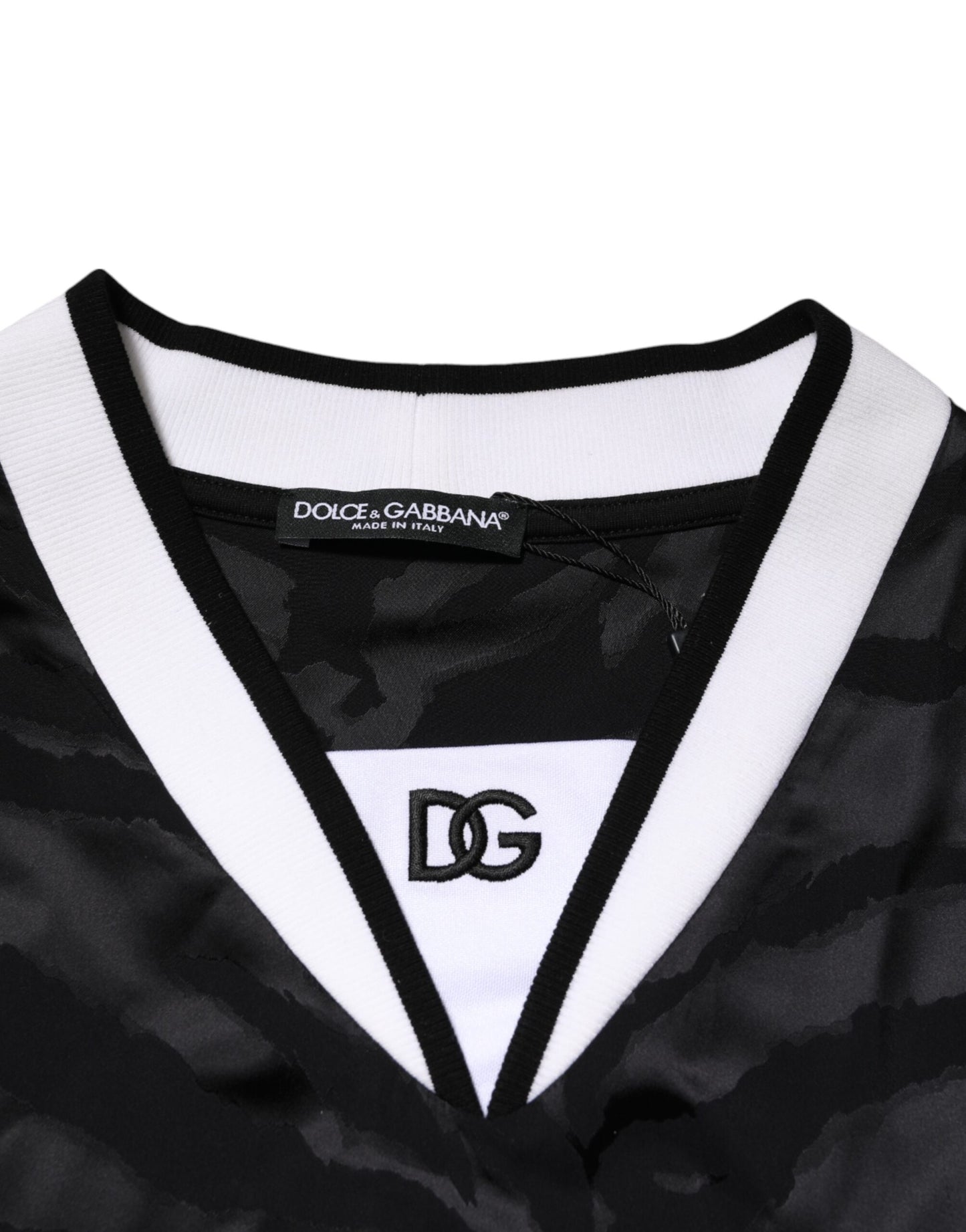 White Black Polyester DG Logo Mesh Jersey T-shirt