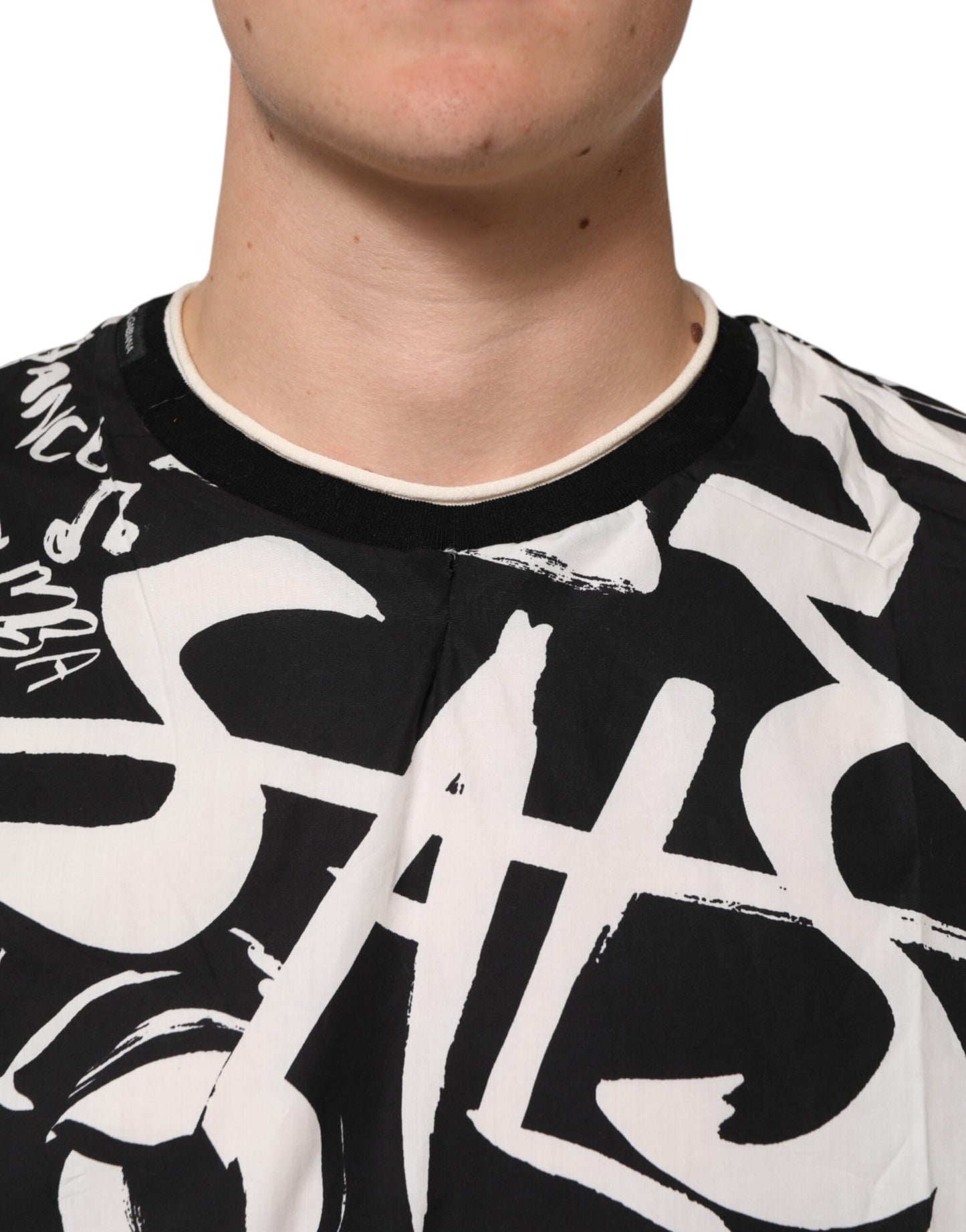 Black White Cotton Oversized Graffiti T-shirt