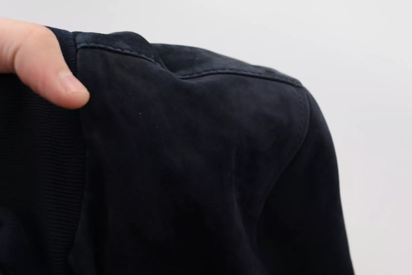 Dark Blue Suede Lambskin Blouson Jacket